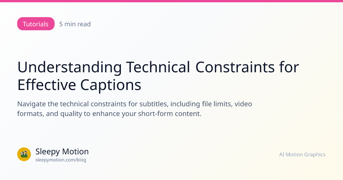 Understanding Technical Constraints for Effective Captions | Sleepy ...